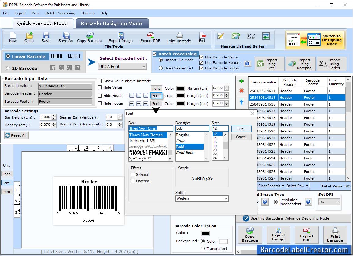 Barcode Label Creator - Publishers and Library