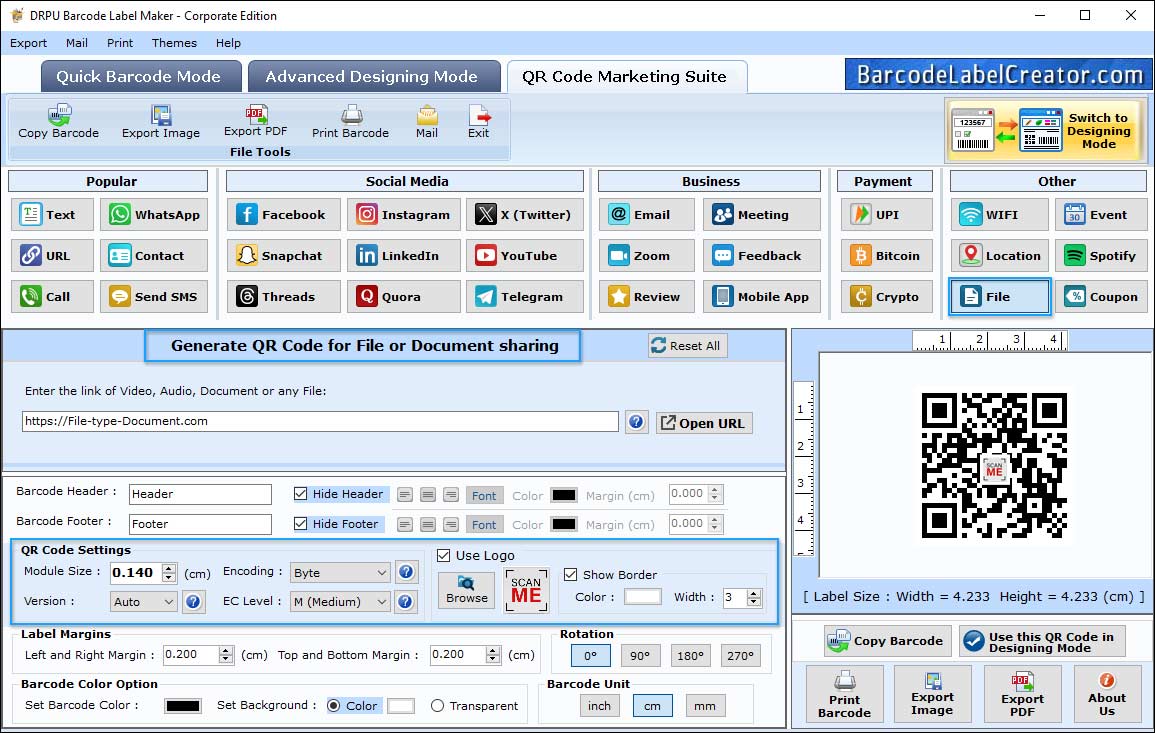 Generate QR code